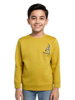 CAVIO - Boys Yellow Cotton Lycra Full Sleeves Round Neck Sweatshirt