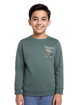 CAVIO - Boys Grey Cotton Lycra Full Sleeves Printed Round Neck Sweatshirt