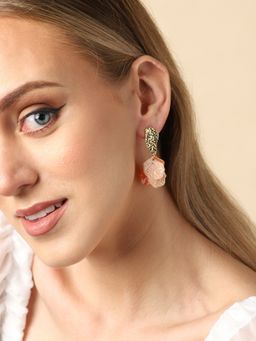Sohi - Gold Plated Party Designer Stone Drop Earring for Women