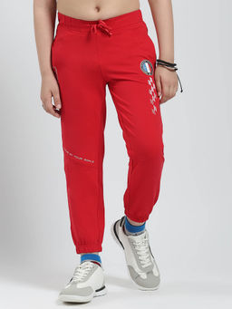 Monte Carlo - Boys Red Printed Regular Fit Track Pant