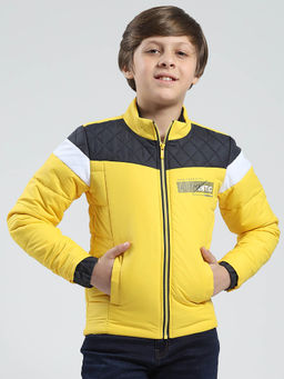 Monte Carlo - Boys Yellow Printed Mock Neck Jacket