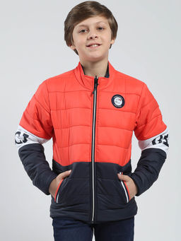Monte Carlo - Boys Orange Printed Mock Neck Jacket