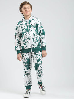 Monte Carlo - Boys Green Printed Regular Fit Tracksuit (Set of 2)