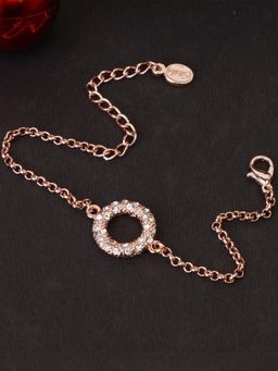 Estele - Rose Gold Plated Circular Designer Bracelet with Crystals for Women