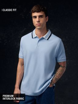 The Souled Store - TSS Originals: Sky Blue Men Polo T-Shirt