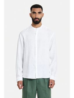 Snitch - White Solid Full Sleeves Regular Shirt for Men