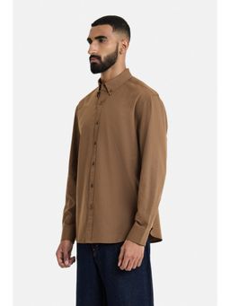 Snitch - Brown Solid Full Sleeves Regular Shirt for Men