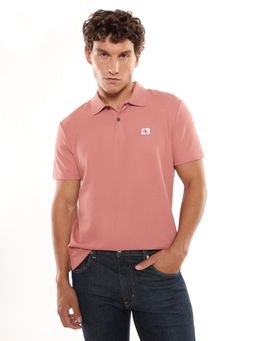 Calvin Klein - Textured Regular Fit Cotton Polo T-Shirt - Pink