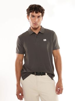 Calvin Klein - Textured Regular Fit Cotton Polo T-Shirt - Grey