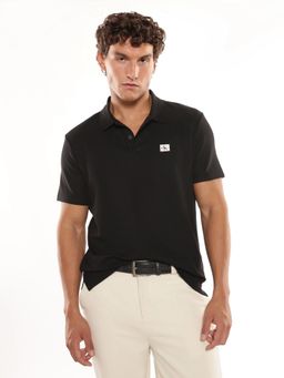 Calvin Klein - Textured Regular Fit Cotton Polo T-Shirt - Black