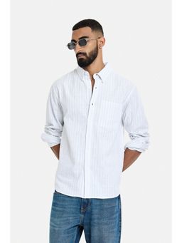 Snitch - White Stripes Full Sleeves Regular Casual Shirt for Men