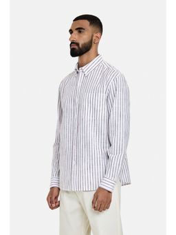 Snitch - White Stripes Full Sleeves Regular Casual Shirt for Men