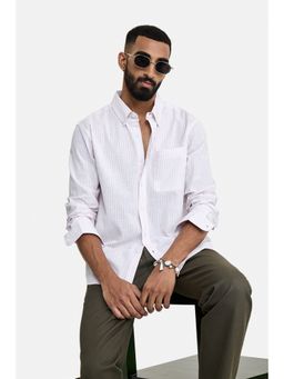 Snitch - White Stripes Full Sleeves Regular Casual Shirt for Men