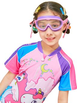 Little Surprise Box - Purple Two Border Anti Fog Uv Protection Leakproof Design Swim Goggles