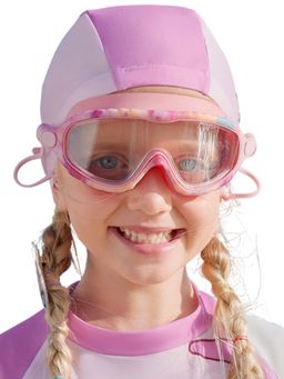 Little Surprise Box - Bordered Pink Anti Fog Uv Protection Leakproof Design Swim Goggles