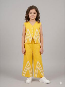 THE WISHING CLOSET - Girls Yellow and White Lace Detail Sleeveless Co-Ord Set