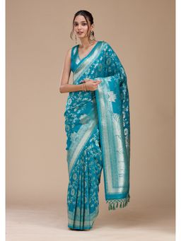 Koskii - Women Stonework Silk Saree With Unstitched Blouse