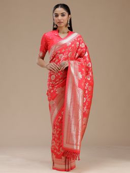 Koskii - Women Stonework Silk Saree With Unstitched Blouse