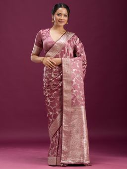 Koskii - Women Stonework Silk Saree With Unstitched Blouse