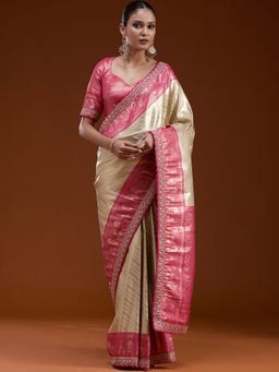 Koskii - Women Sequins Silk Saree With Unstitched Blouse