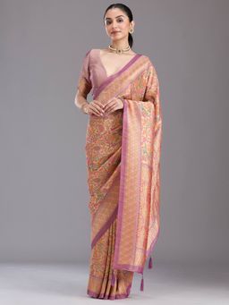 Koskii - Lavender Silk Handloom Saree with Unstitched Blouse