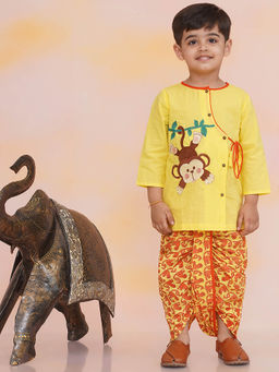 KID1 - Yellow Badmash Bandar Kurta & Dhoti (Set of 2)