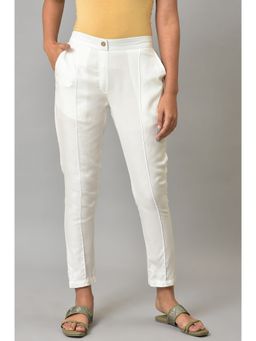 Aurelia - White Straight Fit Trouser Pants
