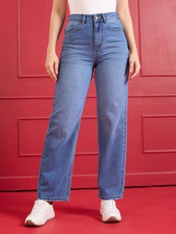 TARAMA - High Rise Straight Fit Denim Jeans