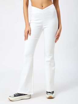 TARAMA - Mid Rise Pull On Crossover Waist Flared Stretchable Pant