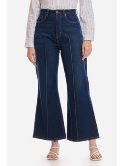 Virgio - Solid Cotton Flared Denim High Waist Jeans for Women