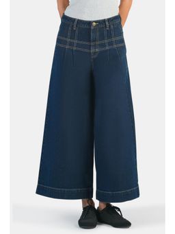 Virgio - Solid Cotton Denim High Waist Jeans with Seam Detail for Women