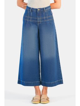 Virgio - Solid Cotton Denim High Waist Jeans with Seam Detail for Women