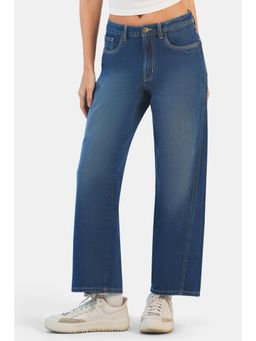 Virgio - Solid Cotton Denim Straight High Waist Jeans for Women