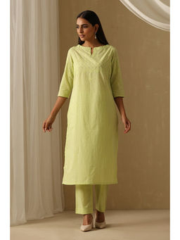 Okhai - Inaayat Chikankari Pure Cotton Kurta Pant Set