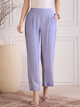 First Resort by Ramola Bachchan - Indigo Gentle Muslin Straight Pant