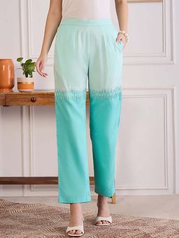 First Resort by Ramola Bachchan - Jelly Aqua Dual Tone Hand Embroidered Pant