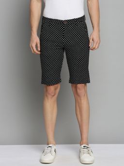 SHOWOFF - Men's Knee Length Black Printed Mid-rise Regular Shorts