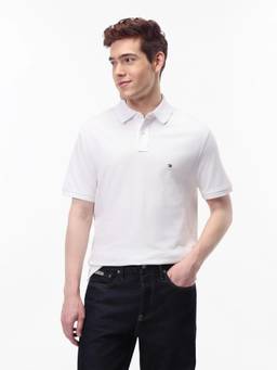 Tommy Hilfiger - Men White Solid/Plain Cotton Polo T-Shirt