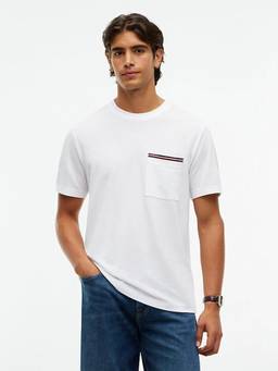 Tommy Hilfiger - Men White Solid/Plain Cotton T-Shirt