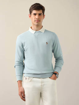 U.S. Polo Assn. Denim Co. - Men Green Solid/Plain Cotton Sweatshirt