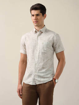 U.S. POLO ASSN. - Men Beige Printed Cotton Shirt