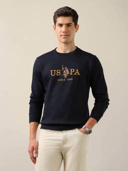 U.S. POLO ASSN. - Men Blue Printed Cotton Sweatshirt