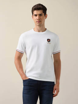 U.S. POLO ASSN. - Men White Solid/Plain Cotton T-Shirt