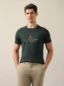 U.S. POLO ASSN. - Men Green Printed Cotton T-Shirt