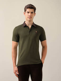 U.S. POLO ASSN. - Men Green Solid/Plain Cotton Polo T-Shirt