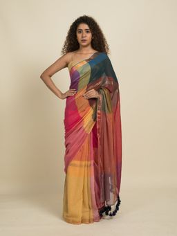 Suta - Multi-Color Plaid Mul Cotton Saree