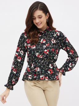Kibo - Womens Frilled Neck Long Sleeve Top