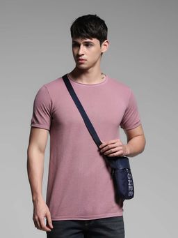 Jack & Jones - Purple Solid Slim Fit T-Shirt
