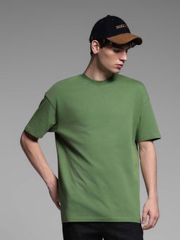 Jack & Jones - Green Solid Oversized Fit T-Shirt