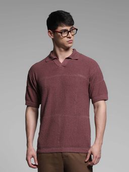 Jack & Jones - Brown Solid Oversized Fit Polo T-Shirt